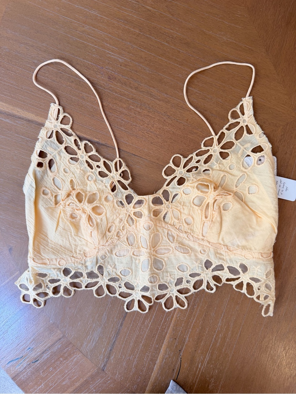 NWT Free People Butter Yellow l Floral Lace Bralette